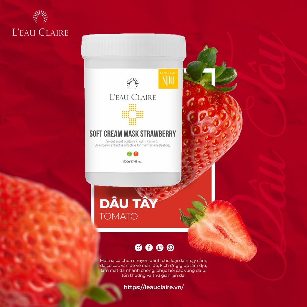 Mặt Nạ Dưỡng Da L'eau Claire Soft Cream Mask Strawberry Tinh Chất Dâu Tây Nâng Cơ Chống Lão Hóa 500ml