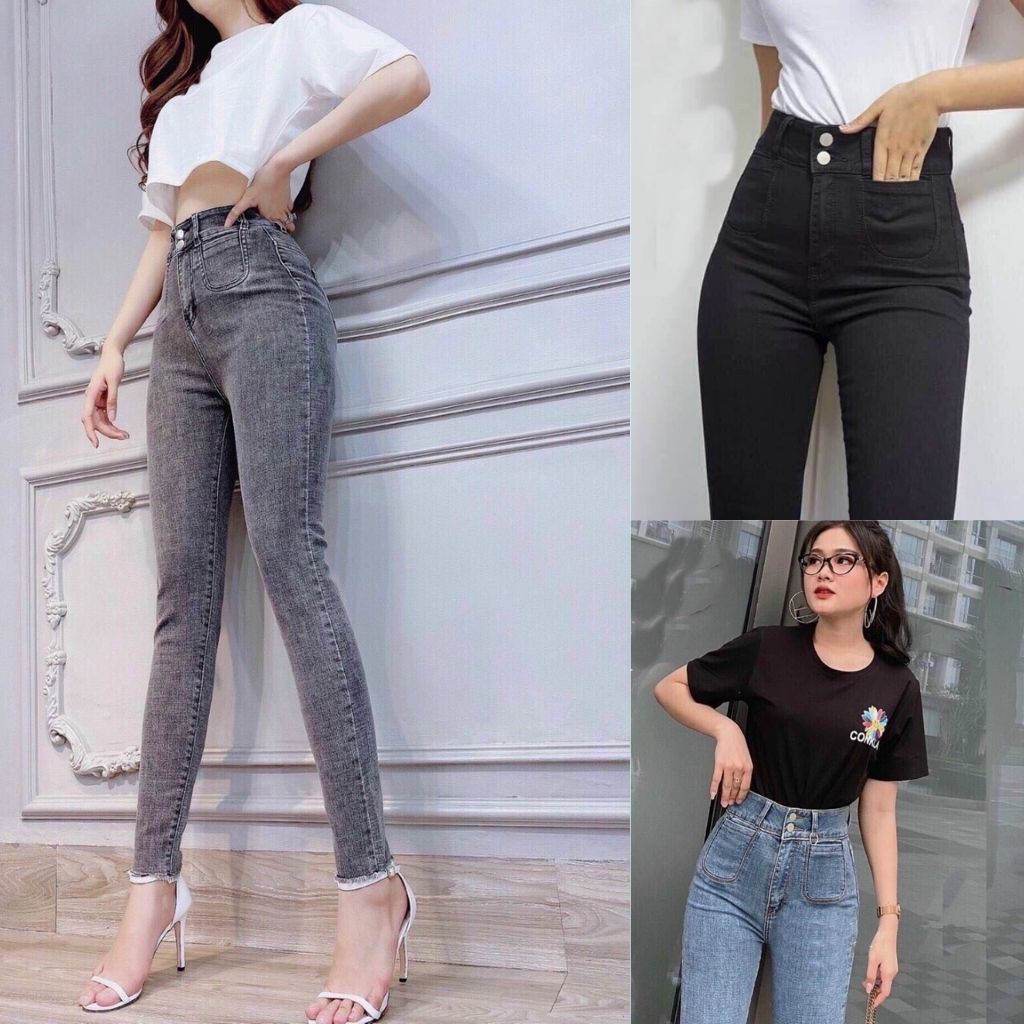 Quần Jean Nữ - Quần Bò Nữ Dáng Ôm Lưng Cao Dáng Skinny Chất Jeans Xịn Xò Cao Giản Mạnh