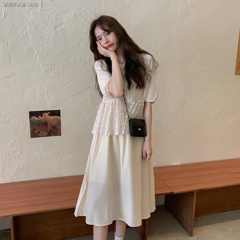 ♙✥❐summer dress female Korean version of the long lace sunscreen vest vest cardigan two-piece suit [shipped within 15 days]