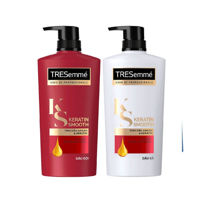 Cặp Dầu Gội XảTresemmé Keratin Smooth Tinh Dầu Argan Và Keratin Vào Nếp Suôn Mượt