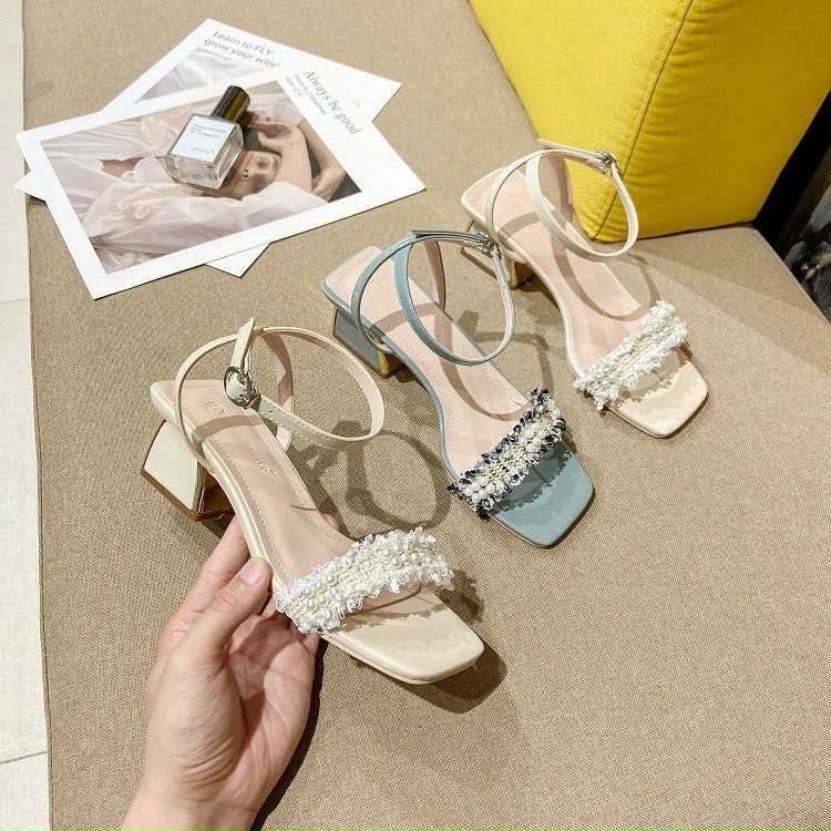 Sandal cao gót đính ngọc 5p UYÊN OLIVER SHOES mã A5