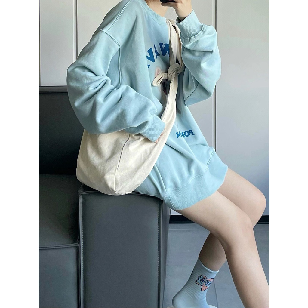 Áo sweater Cổ Tròn Chất Liệu 100% cotton Phong Cách retro Cho Nữ