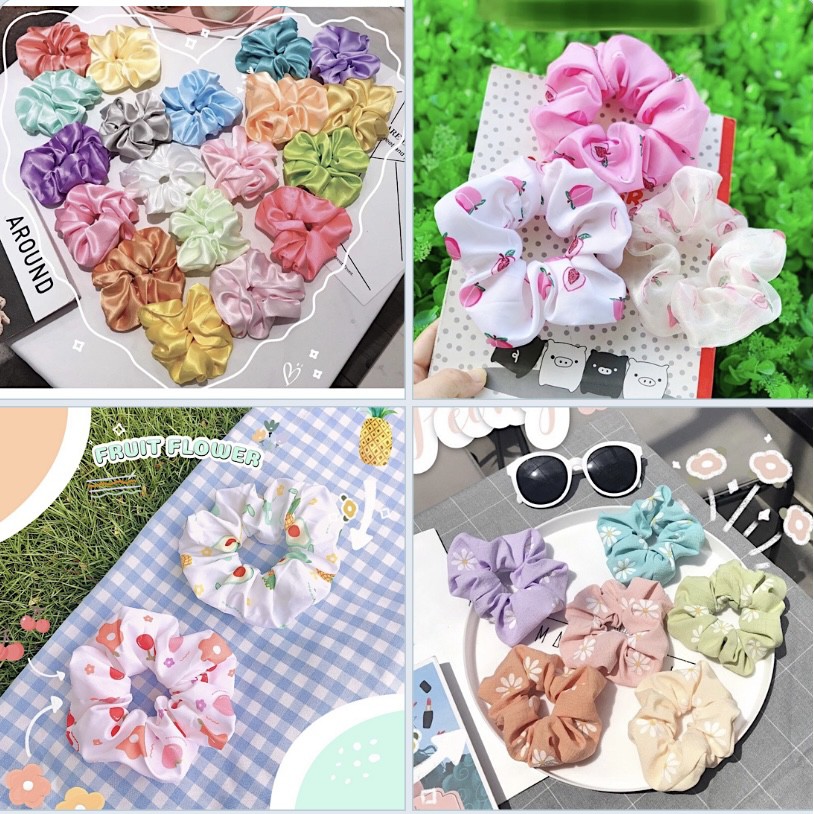 Combo 3 cột tóc vải scrunchies cao cấp