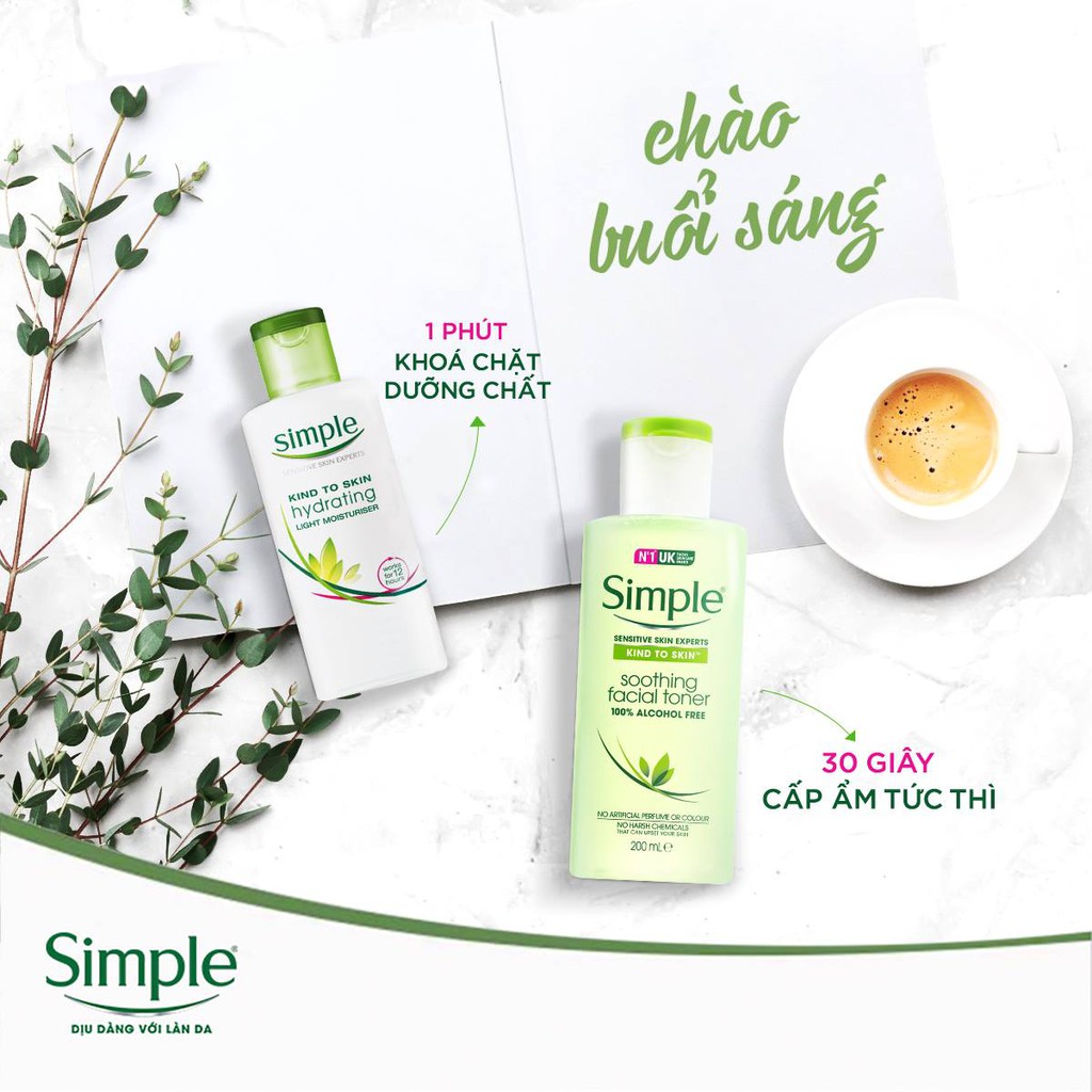 Simple Lotion Dưỡng Ẩm Hydrating Light Moisturiser - Kem dưỡng ẩm Simple Kind To Skin 125ml