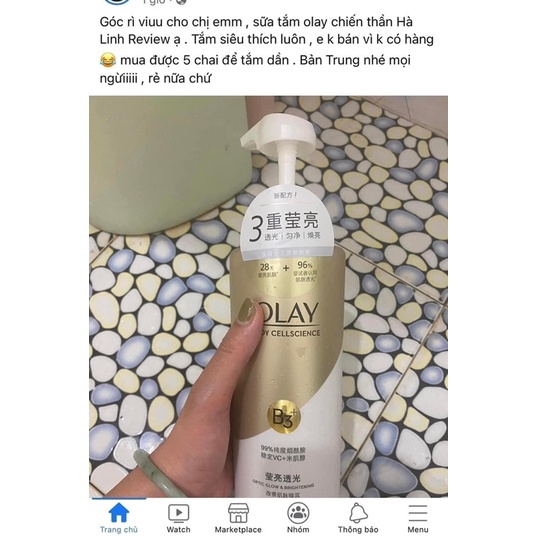 Sữa tắm trắng da Olay B3 + VitC