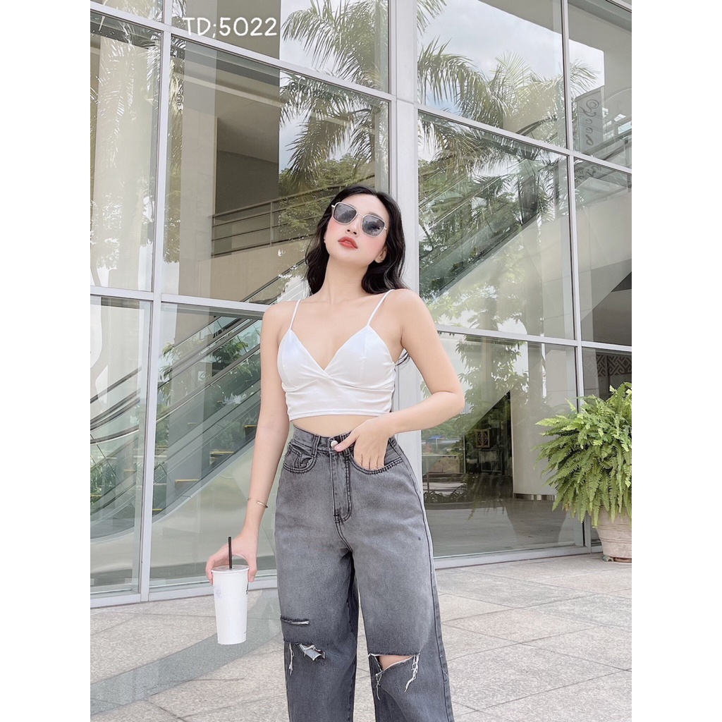 [ FOMO ] QUẦN JEANS ỐNG RỘNG NỮ LƯNG CAO LOANG MÀU XÁM RÁCH 2 VẠT 1 SỌC LAI CUỐN VẢI DÀY DẶN MỀM MỊN CAO CẤP NITIQC