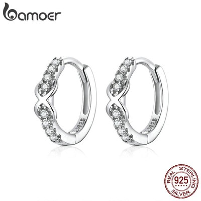 Bamoer Bông Tai bạc 925 100% Hình Vô Cực Sang Trọng sce872