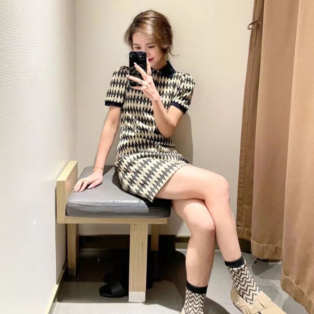 Đầm cổ polo phong cách retro thời trang hè 2022 cho nữ wu02s7ee2000