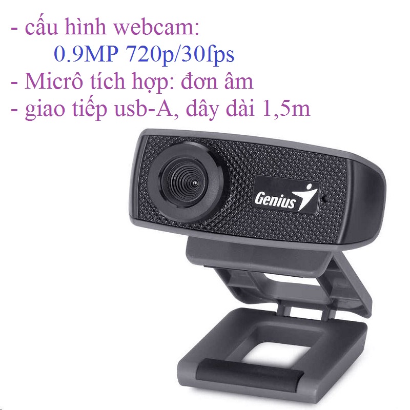 Webcam máy tính Genius Facecam 1000x v2 độ phân giải HD 720P có mic