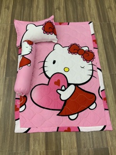 [Chuẩn kích thước, kèm ruột] Bộ chăn gối trẻ em (3 món- ảnh thật)