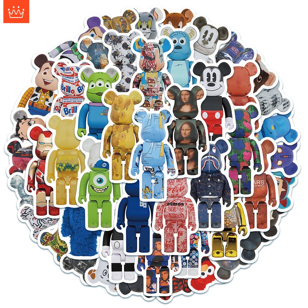 JOJO· Bộ Hình Dán Chống Thấm Bearbrick, 50 tờ/bộ