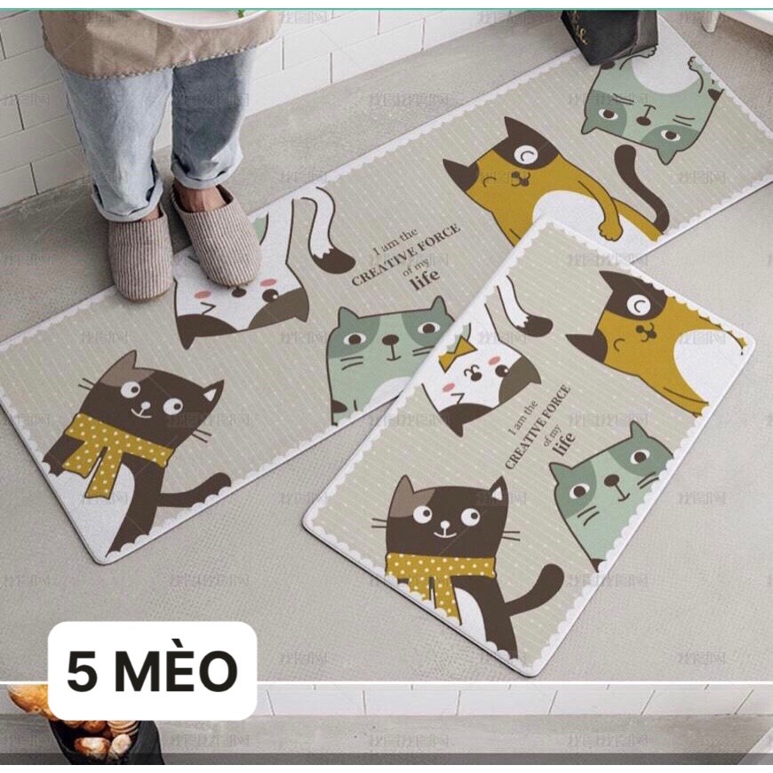 [FREESHIP❤️] Bộ 2 Thảm Bếp 3D Lót Chân Chống Trượt - Set 2 Cái Đế Dày Hàng Cao Cấp: 40x60cm và 40x1m2