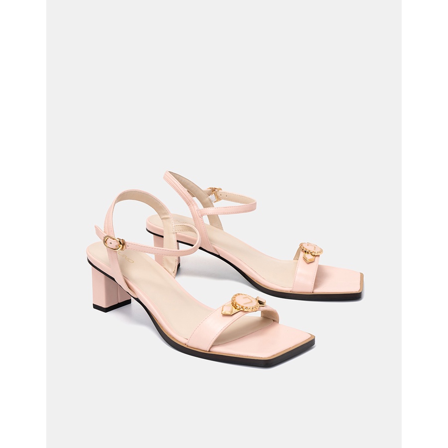 Giày Sandal Nữ 5cm Thời Trang JUNO Mũi Vuông Khoá Trang Trí Quai Mặt Giày SD05075