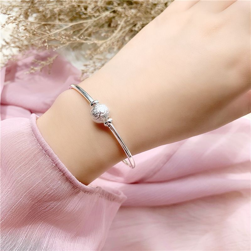 Vòng tay nam nữ bạc S925 - Lắc tay bạc Ý nam nữ bi bạc đơn giản có thể đeo đôi đeo nhóm Vườn Trang Sức