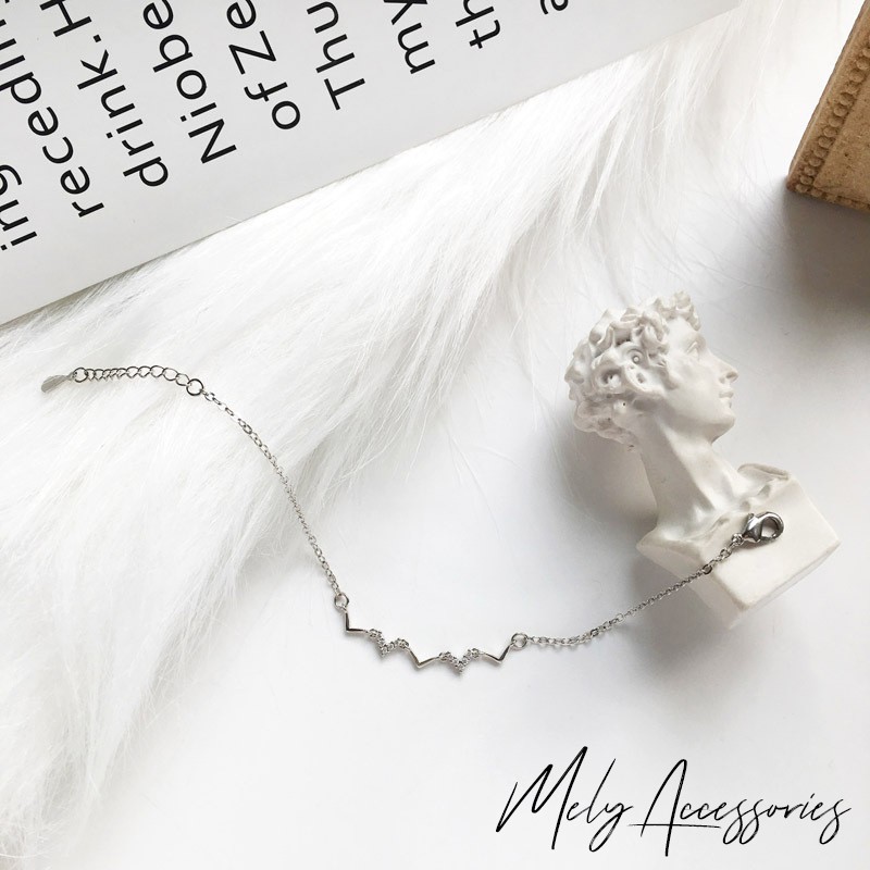 Vòng tay lắc tay sợi mảnh đính đá kiểu ziczac tinh tế xinh xắn - Mely 1497