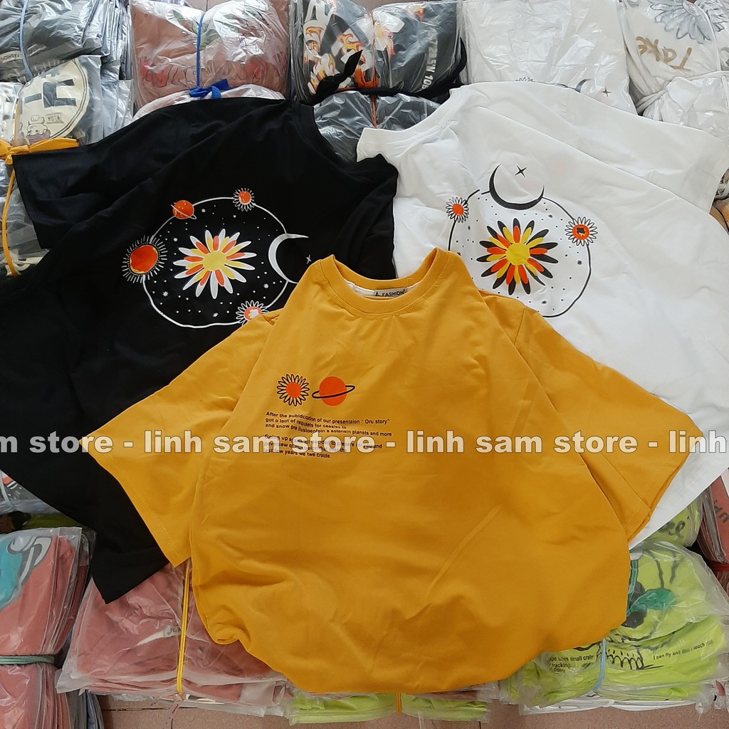 Áo thun tay lỡ nữ SAM CLO freesize phông form rộng Unisex, mặc cặp, nhóm, lớp in hình hoa cúc TRĂNG SAO | BigBuy360 - bigbuy360.vn