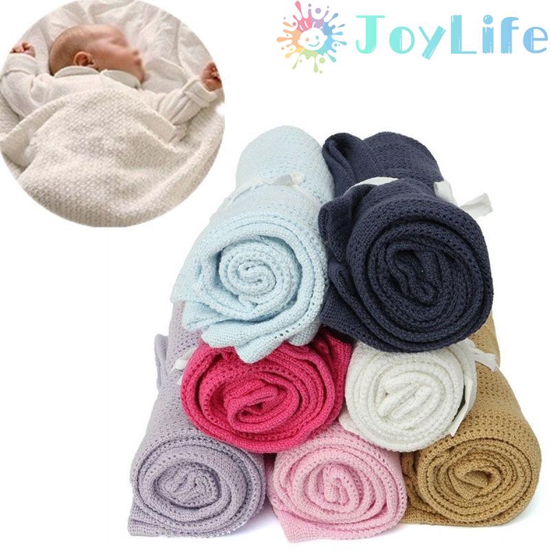 Baby  Soft  Cotton  Knitted  Net  Solid  Color  Hole  Blanket