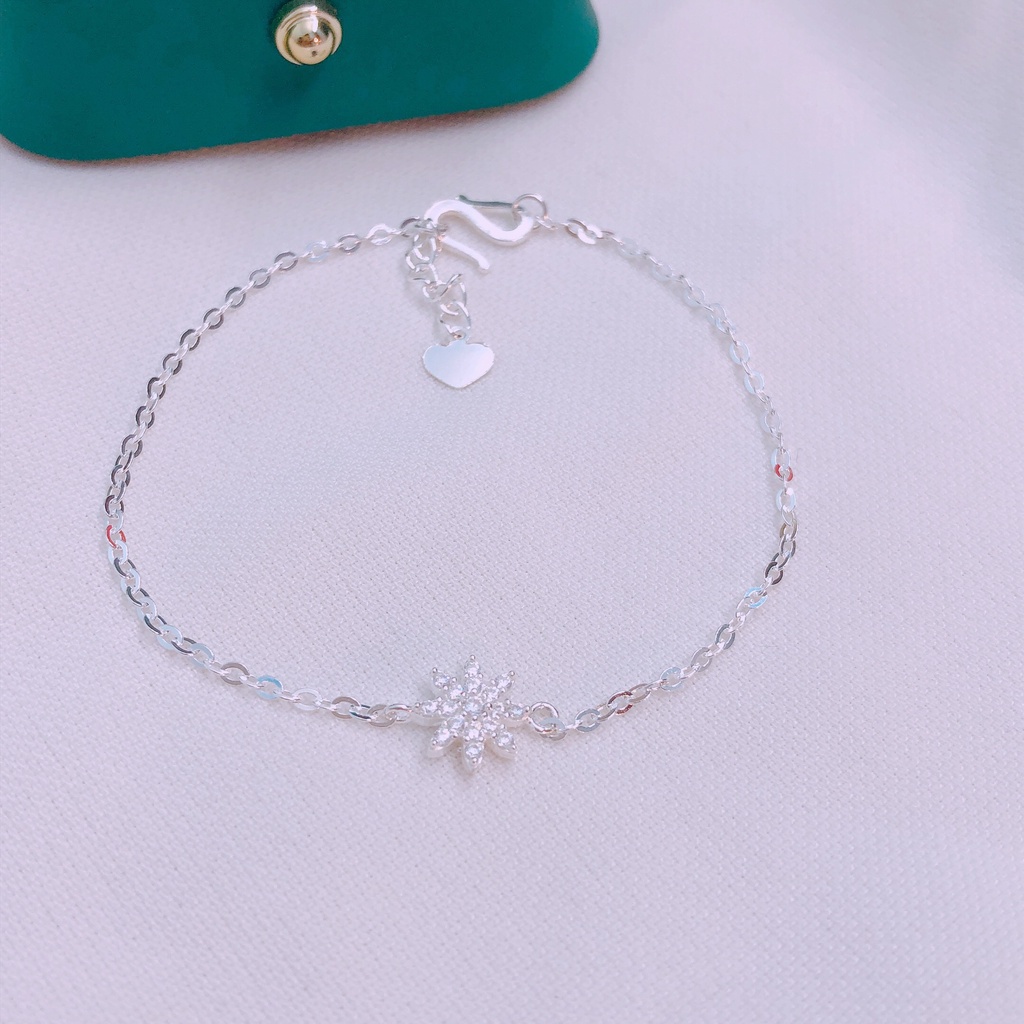 Lắc tay nữ bạc ta Bibi silver, lắc tay hoa tuyết gắn đá nhỏ xinh xắn nhẹ nhàng