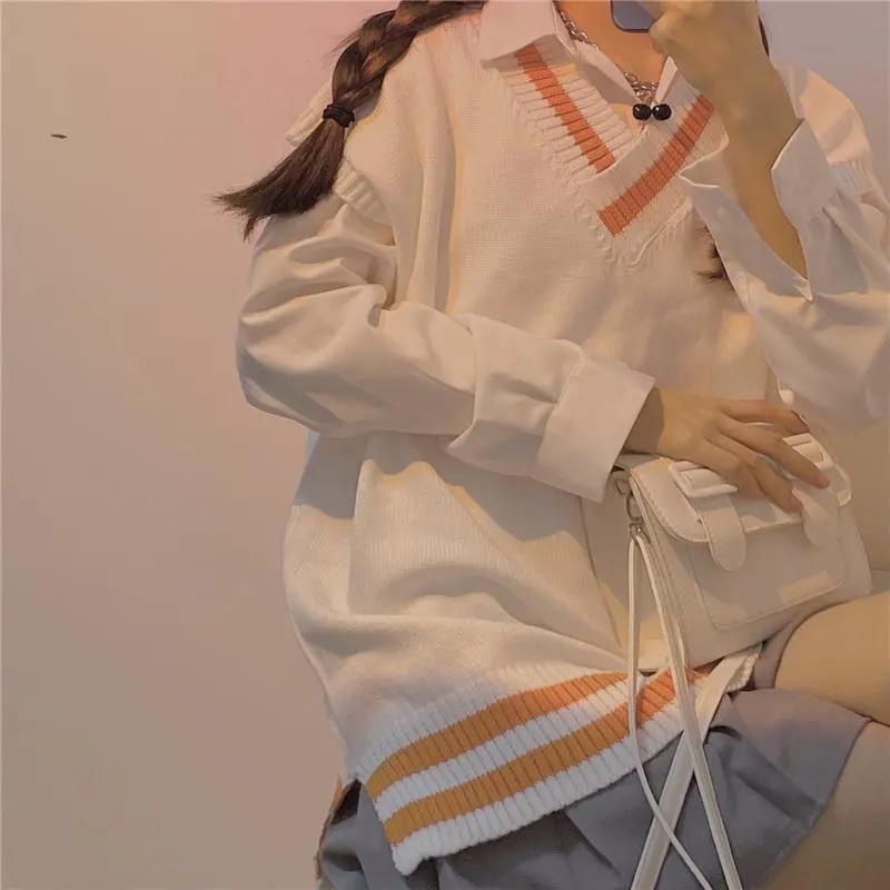 Áo len không tay cổ chữ v thiết kế mới thời trang theo phong cách Hàn Quốc dành cho nữ