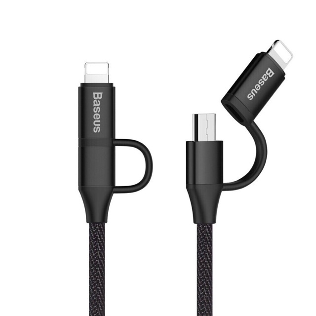 Cáp sạc Baseus đa năng 2 in 1 MicroUSB & Lightning ( bh 1 năm)