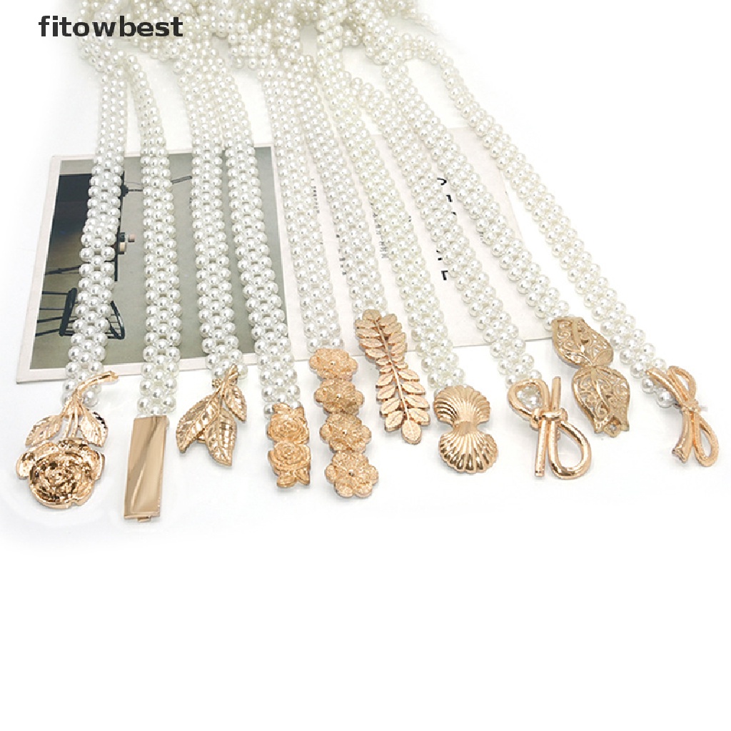 Thắt lưng co giãn GJCUTE đính ngọc trai giả thanh lịch dành cho nữ