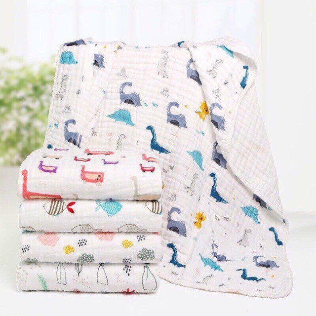 Khăn Tắm Xô Nhăn 6 Lớp Cotton 100% Mềm Mịn Thấm Hút Cho Bé | Kích Thước: 105 x 105cm |