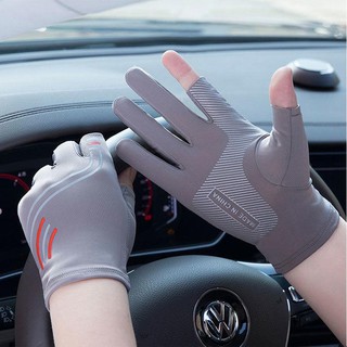 Găng tay lái xe hở ngón/ hở nửa hai ngón lụa lạnh chống trượt dành cho cả nam và nữ