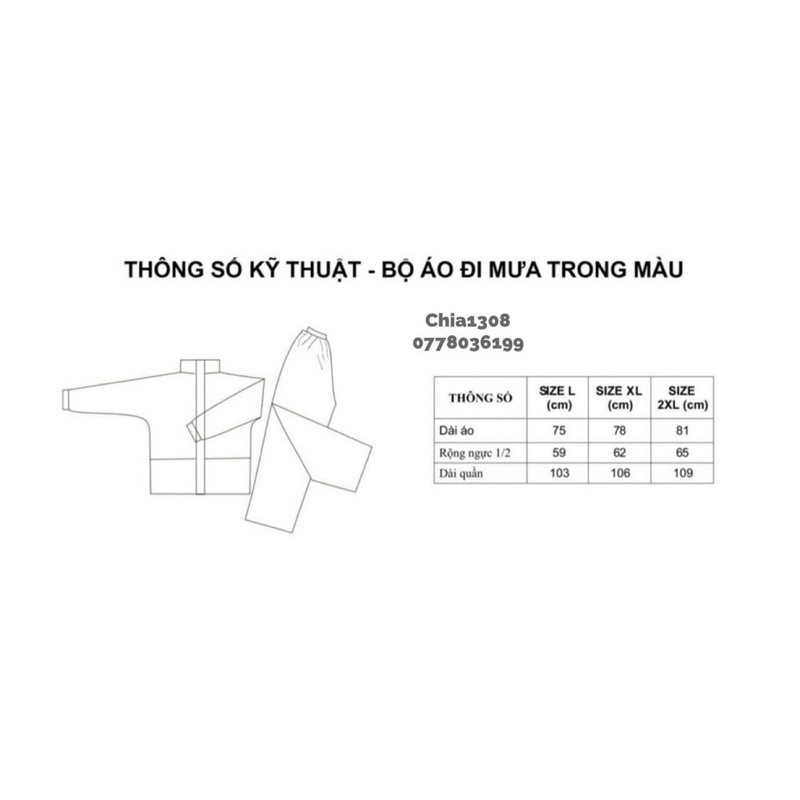 Áo mưa bộ trong suốt Rando (sỉ ib)