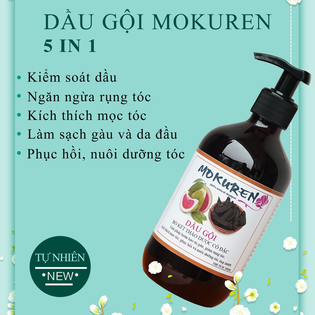 Ngăn Ngừa Rụng Tóc, Phục Hồi Tóc Hư Tổn, Sạch Gàu với Dầu gội bồ kết Mokuren - Kết Hợp với tinh dầu bưởi Ấn Độ | BigBuy360 - bigbuy360.vn