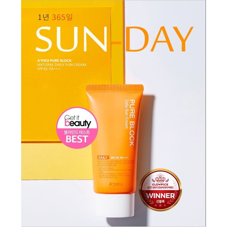 KEM CHỐNG NẮNG APIEU PURE BLOCK NATURAL SUN CREAM 50ML CHÍNH HÃNG - 3971