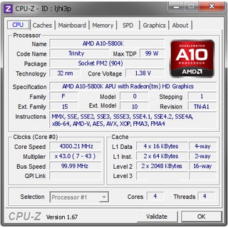 CPU AMD A10 5800k (4M Cache, 3.8Ghz)
