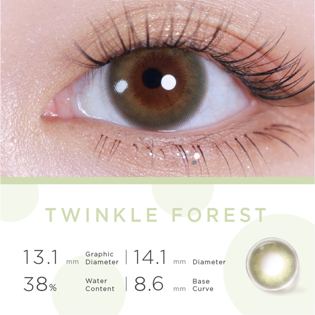 Bộ 2 cái kính áp tròng Moody Twinkle Forest 14.1mm nhiều màu dùng hàng tháng