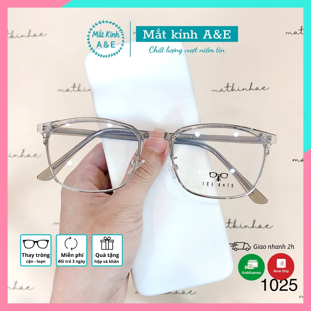 Gọng kính cận nam nữ AMIE Eyewear mắt kính vuông gọng kính nhựa lõi kim loại giảm đau tai thiết kế thời trang 1025