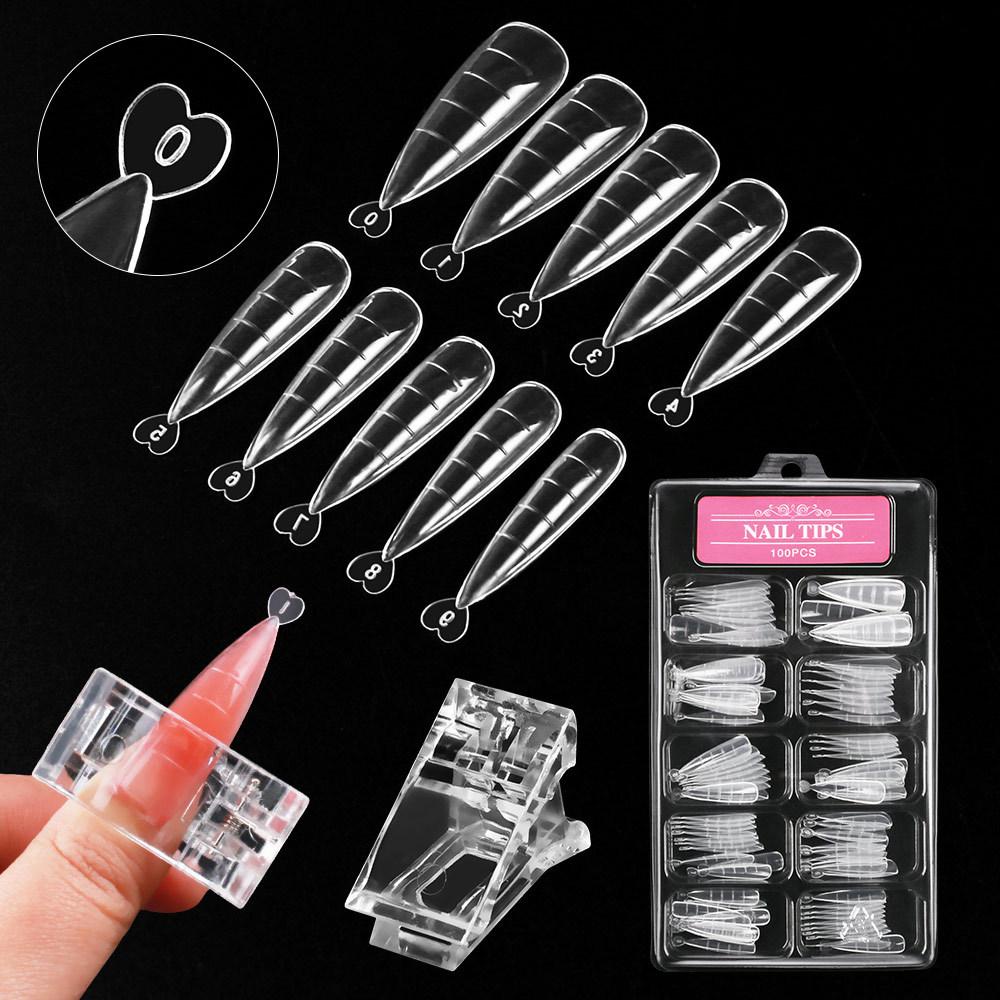 Hộp 100 Móng Tay Giả Bằng Acrylic Kèm Kẹp Tiện Dụng