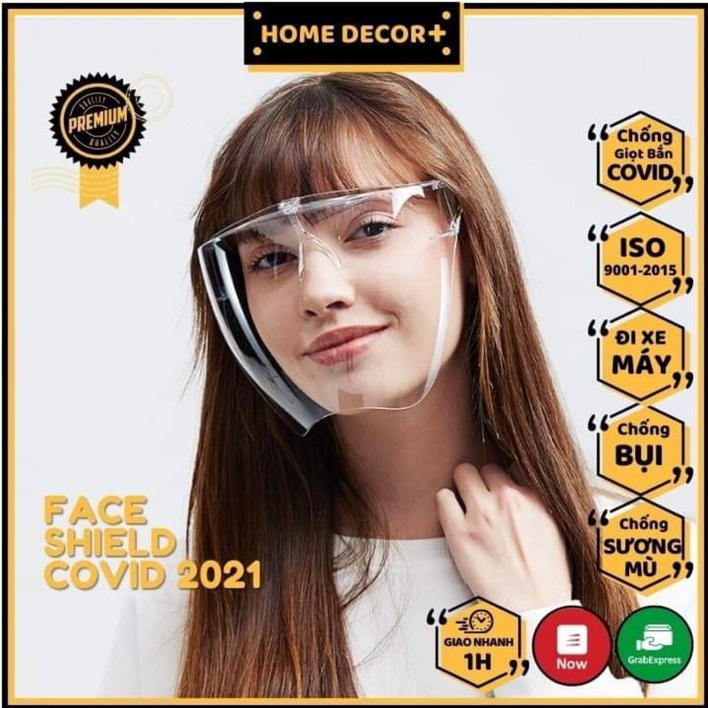 Kính bảo hộ che mặt, Chống Bụi Đi Đường FACE SHIELD HÀNG CAO CẤP CÓ QUÉT MÃ QR