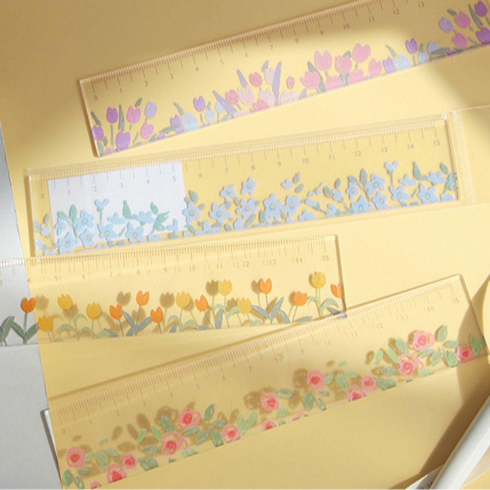 CHOOKEY Thước Kẻ Bằng Acrylic Trong Suốt Hình Hoa Dễ Thương Sáng Tạo