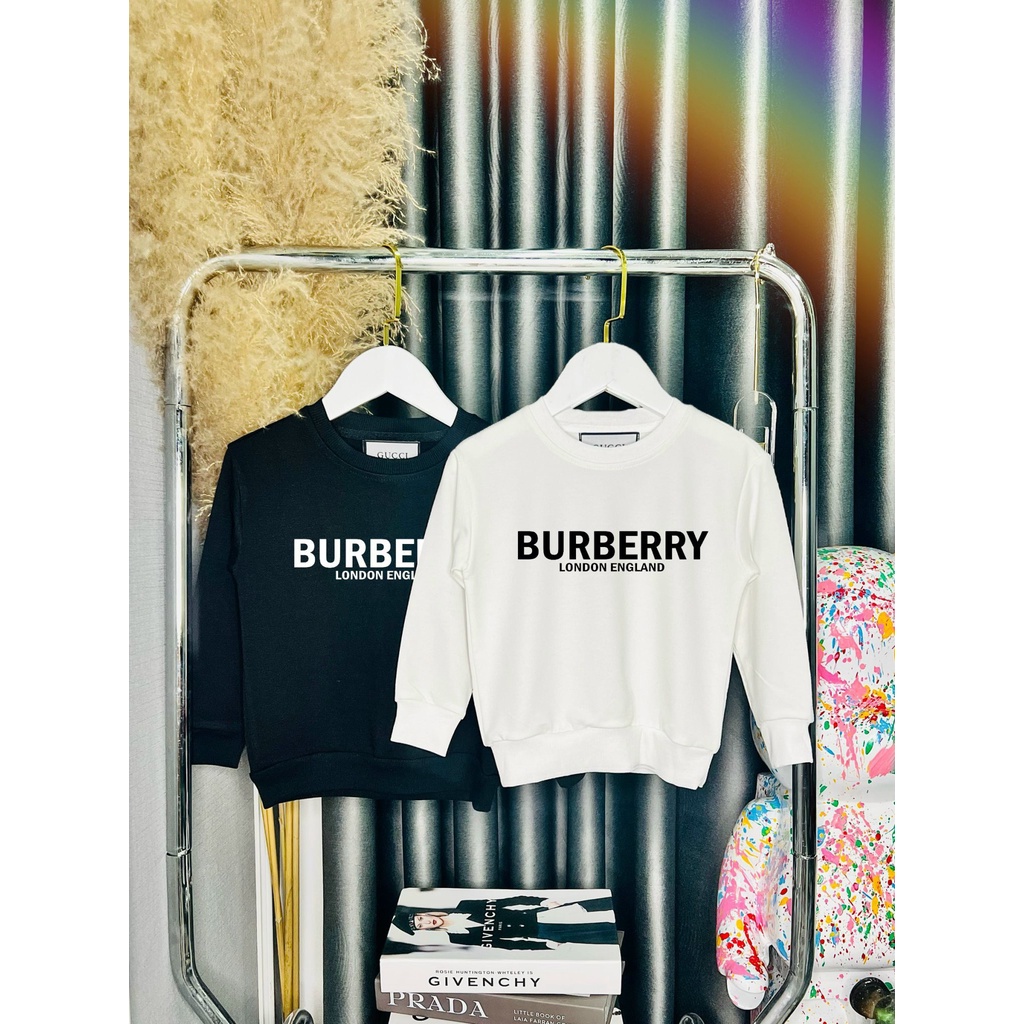 Áo sweater Burberry basic cho bé ,áo nỉ cổ tròn tay dài trẻ em unisex , GonZ_kid