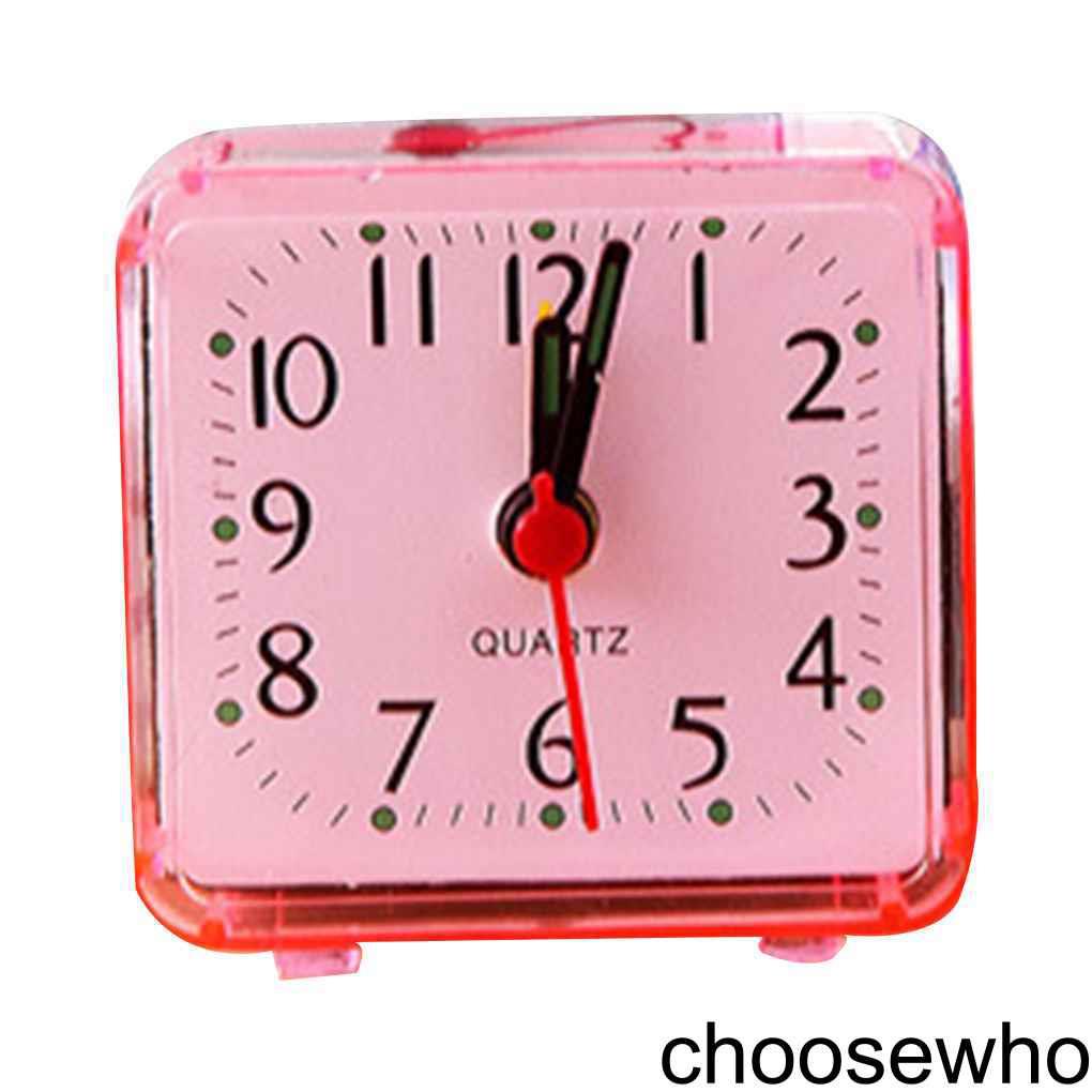 [CHOO] Square Small Bed Alarm Clock Transparent Case Compact Travel Clock Mini Children Student Desk Watch