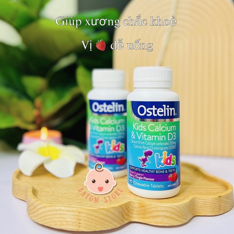 Canxi Cho Bé Ostelin Úc Kids Calcium & Vitamin D3 Cho Bé - Hộp 90 Viên - Bổ sung D3 hấp thụ Canxi cho bé từ 2 tuổi