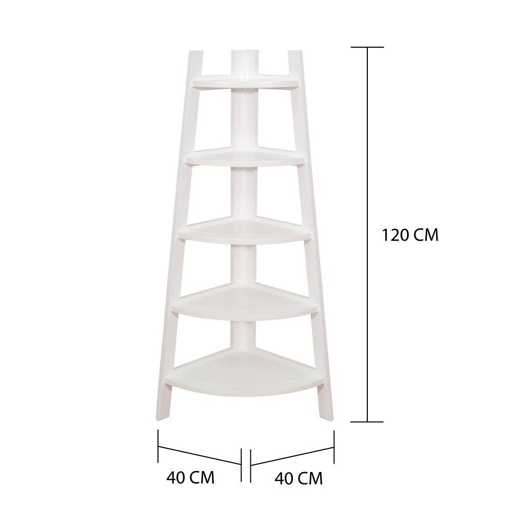 HomeBase FURDINI kệ góc đa năng 5 tầng bằng MDF Thái Lan W40XD40XH120cm màu trắng