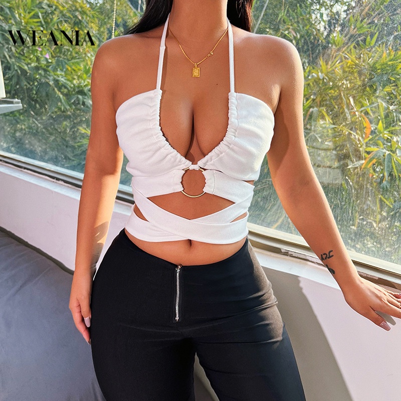 Áo Tank Top Hở Lưng Thắt Nơ Chất Liệu Mềm Mại Thời Trang Mùa Hè Quyến Rũ Cho Nữ D0319