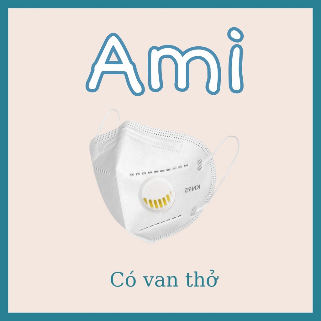 Khẩu trang n95 5 Lớp có van (túi 1 chiếc) kháng khuẩn lọc bụi siêu mịn -amiofficial