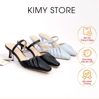 Sandal slingback Starkela nữ quai chun tiện lợi, guốc cao gót phối dây sau hở gót 2 in 1 -  Kimy Store