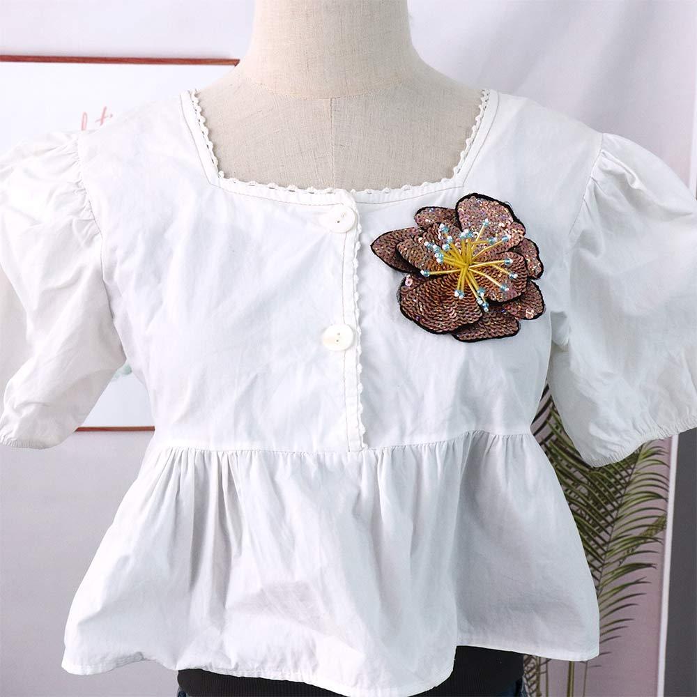 Sticker Ủi Thêu Hình Hoa Hồng Đính Kim Sa Thời Trang