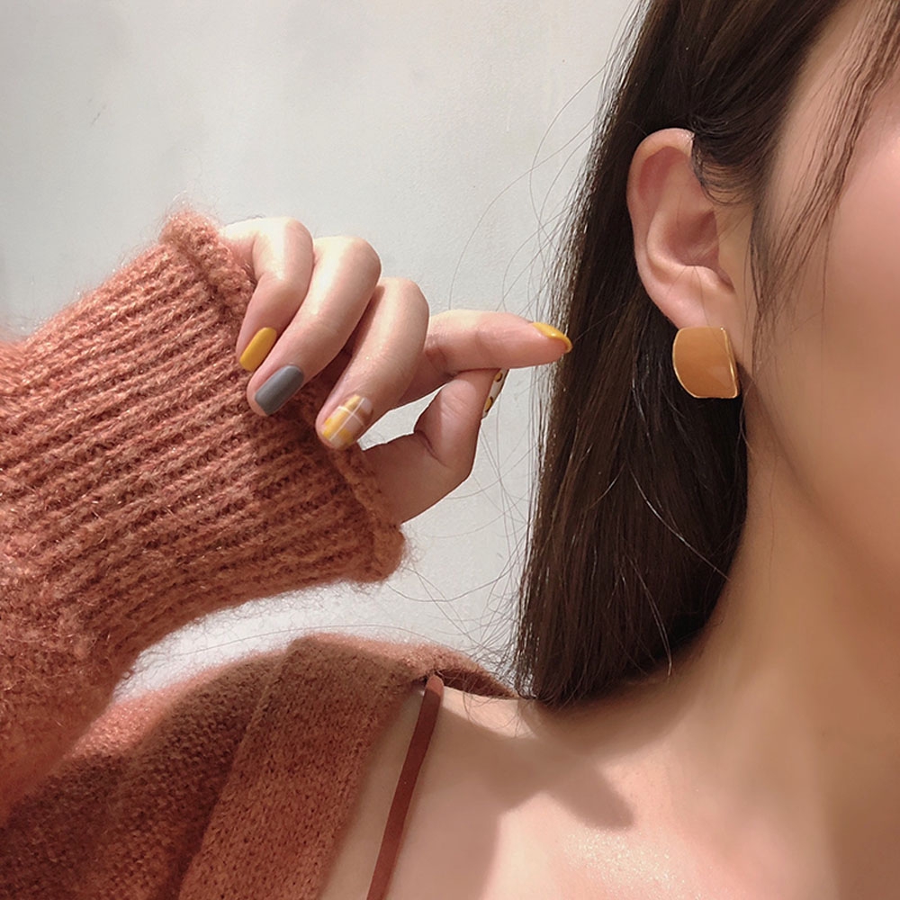 MXGOODS Women Party Big Enamel Geometric Earrings