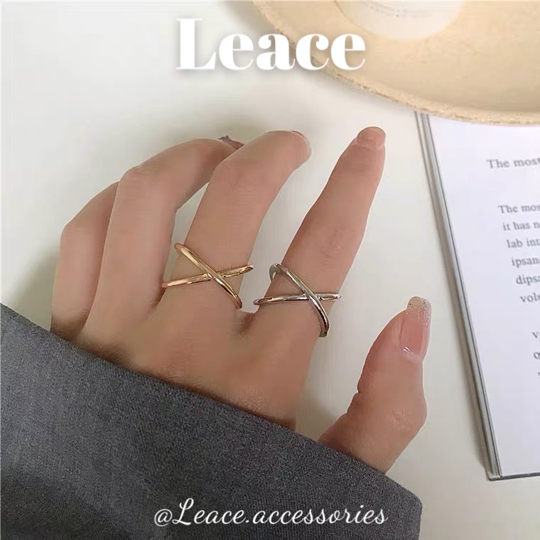 Nhẫn thép titan chữ X lồng nhau phong cách cá tính R014,015 Leace.accessories