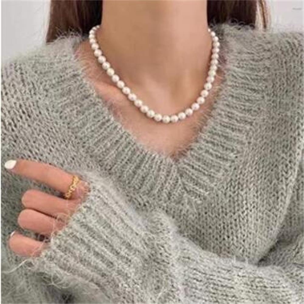 EUTUS Vòng cổ Chuỗi Hạt Ngọc Trai Thời Trang Cho Nam Và Nữ