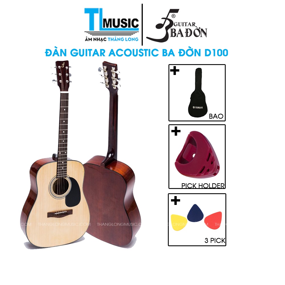 [Chính hãng] Ba Đờn D100 - Đàn Guitar Acoutsic Ba Đờn - Full Phụ Kiện