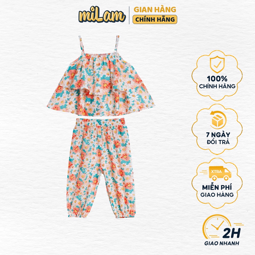 Set quần bom áo dây hoa nhí miLam kiểu dáng dễ thương điệu đà cho bé gái
