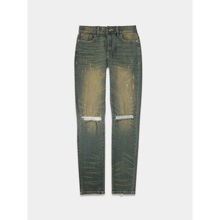 Quần bò nam kleino dirty blue cut knees jeans